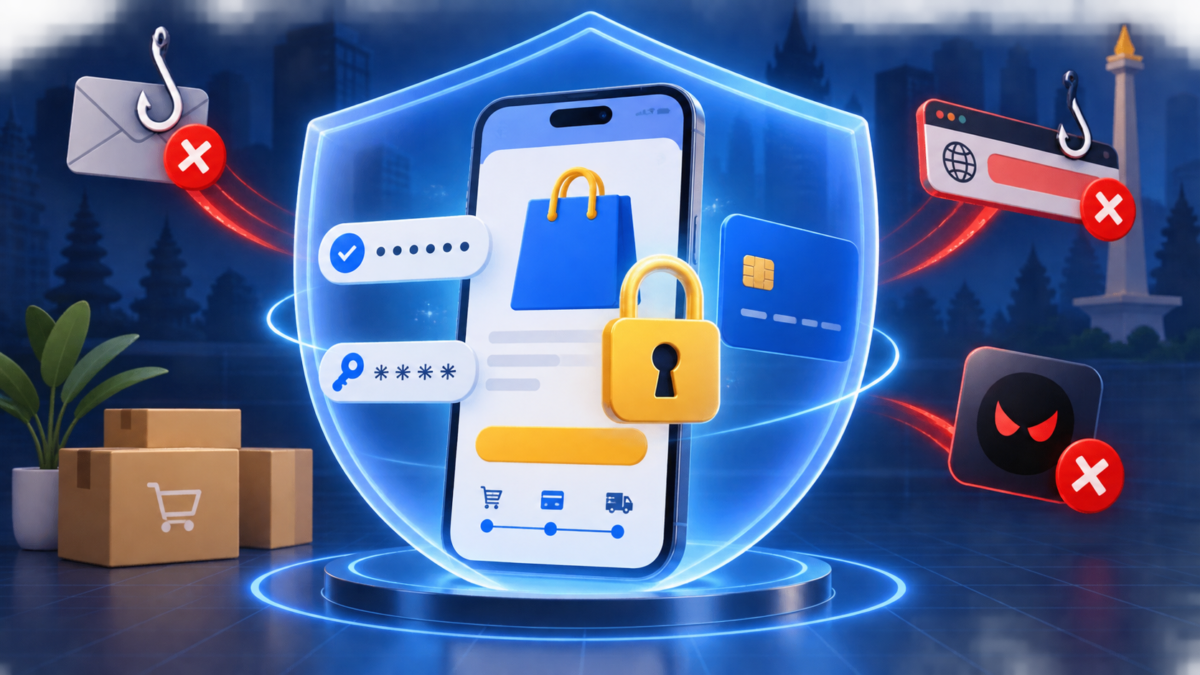 Ilustrasi perlindungan data pribadi saat belanja dan bertransaksi online