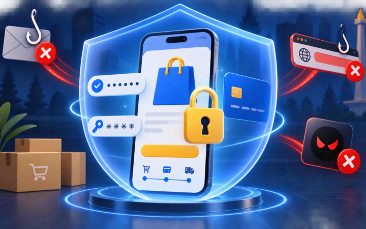 Ilustrasi perlindungan data pribadi saat belanja dan bertransaksi online